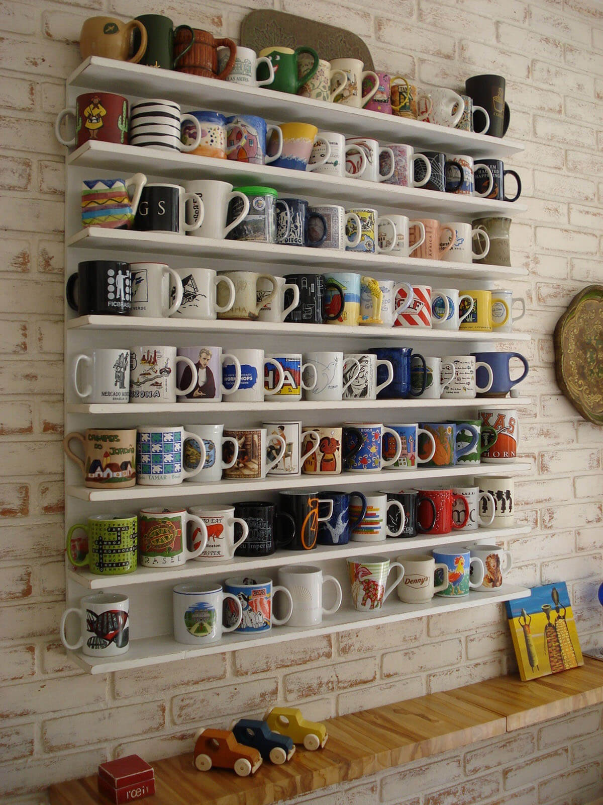 Wood Coffee Cup Shelf for 16 to 48 Mugs Been There Mug Collection Display