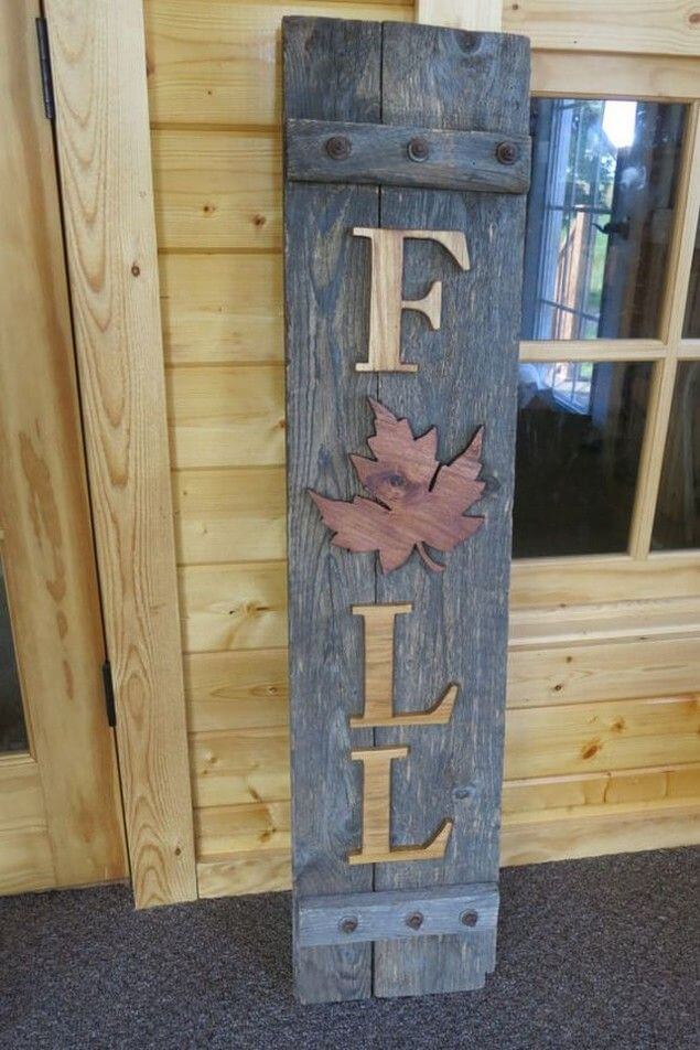 Recycled Wooden Shutter Sign for Fall