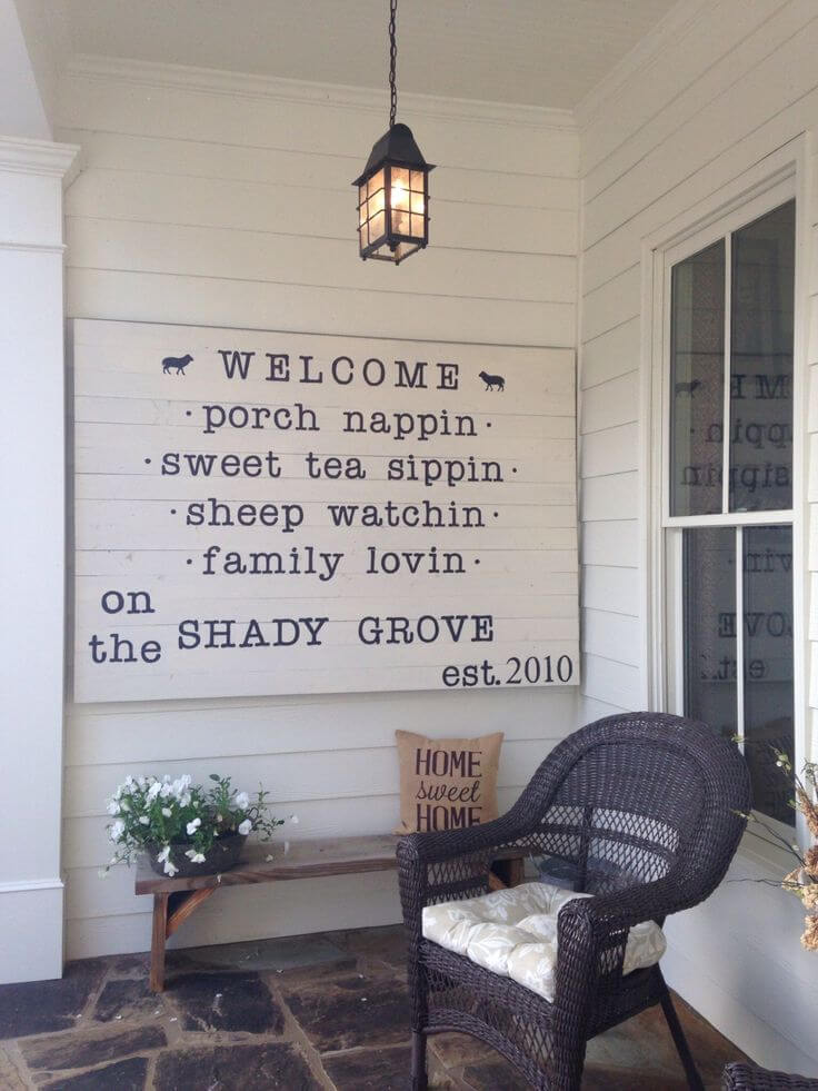 Dramatic Shiplap Farmhouse Porch Sign