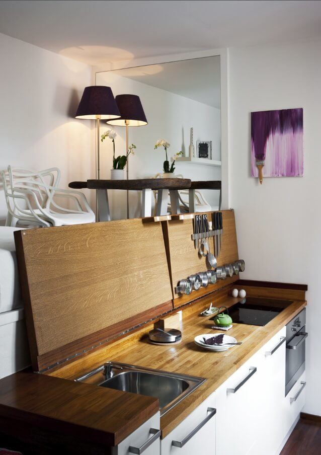 Yacht-Inspired Tiny Hideaway Kitchen for Small Apartments