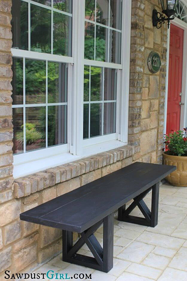 front porch bench and table