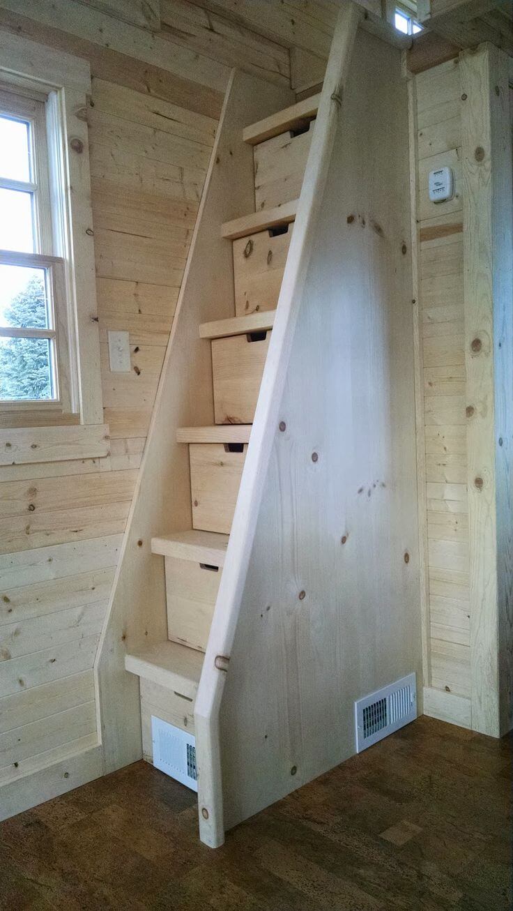 Loft Stairway with Built-In Drawers
