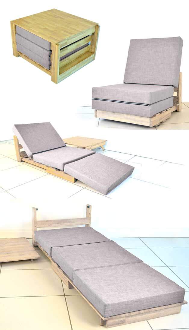 Convertible All In One Chair Bed And Table Homebnc