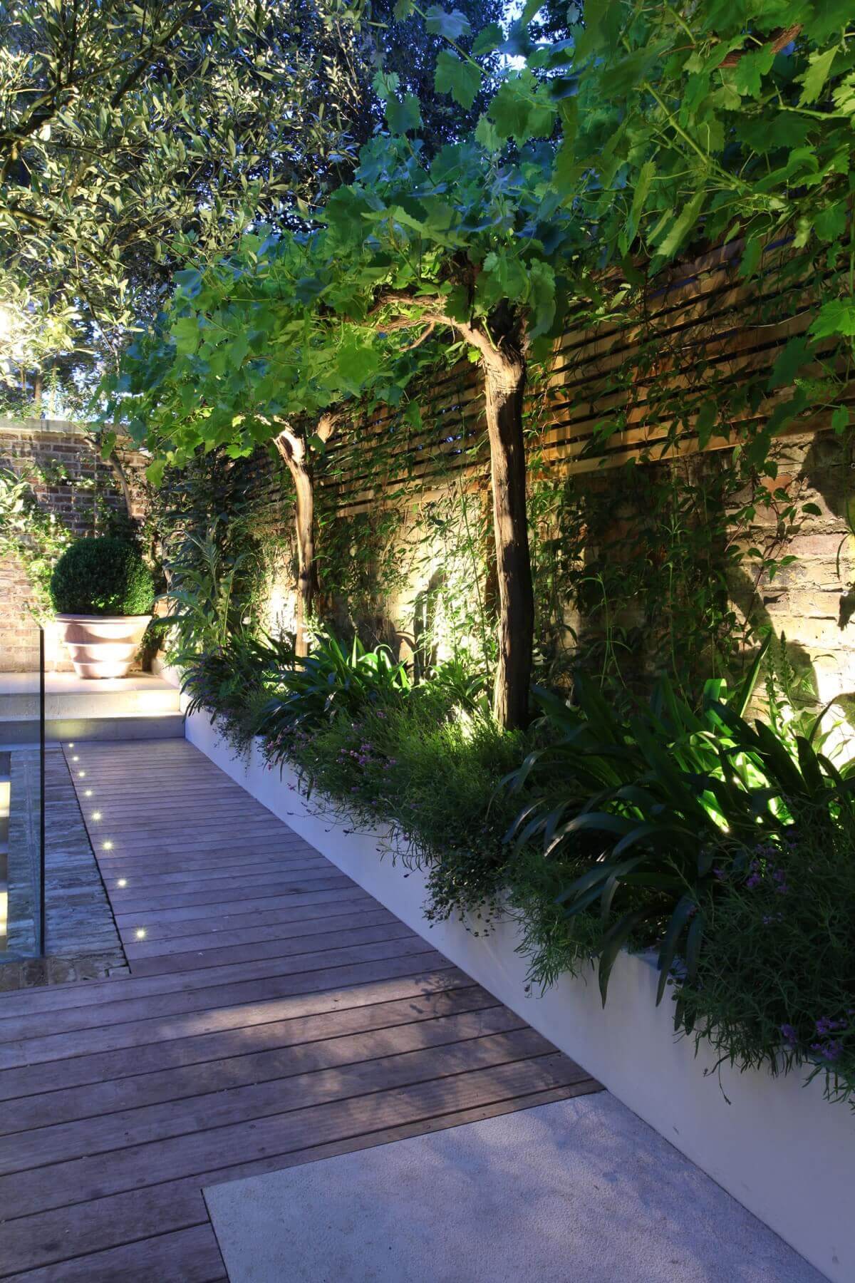 Backlit Garden Planter Beds and Spotlights