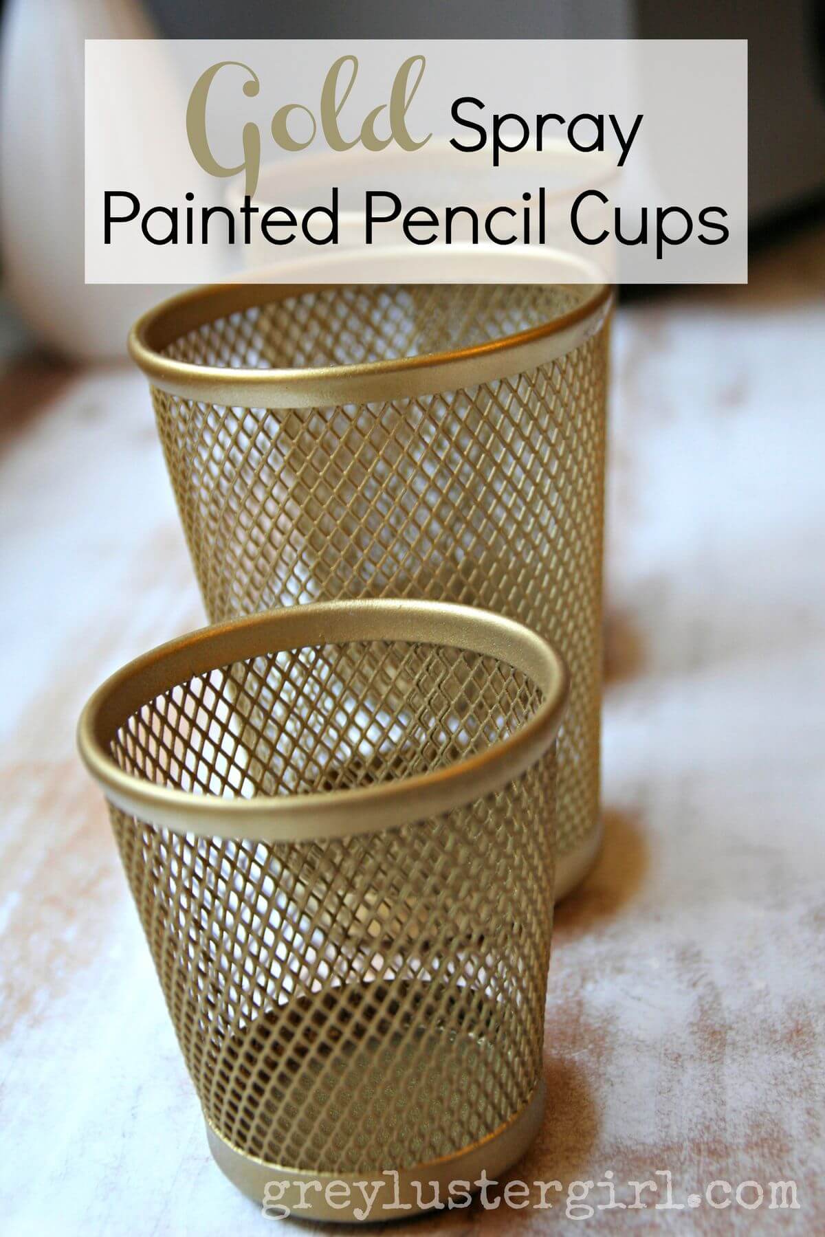 Pencil Cup Painted Gold for the Boss