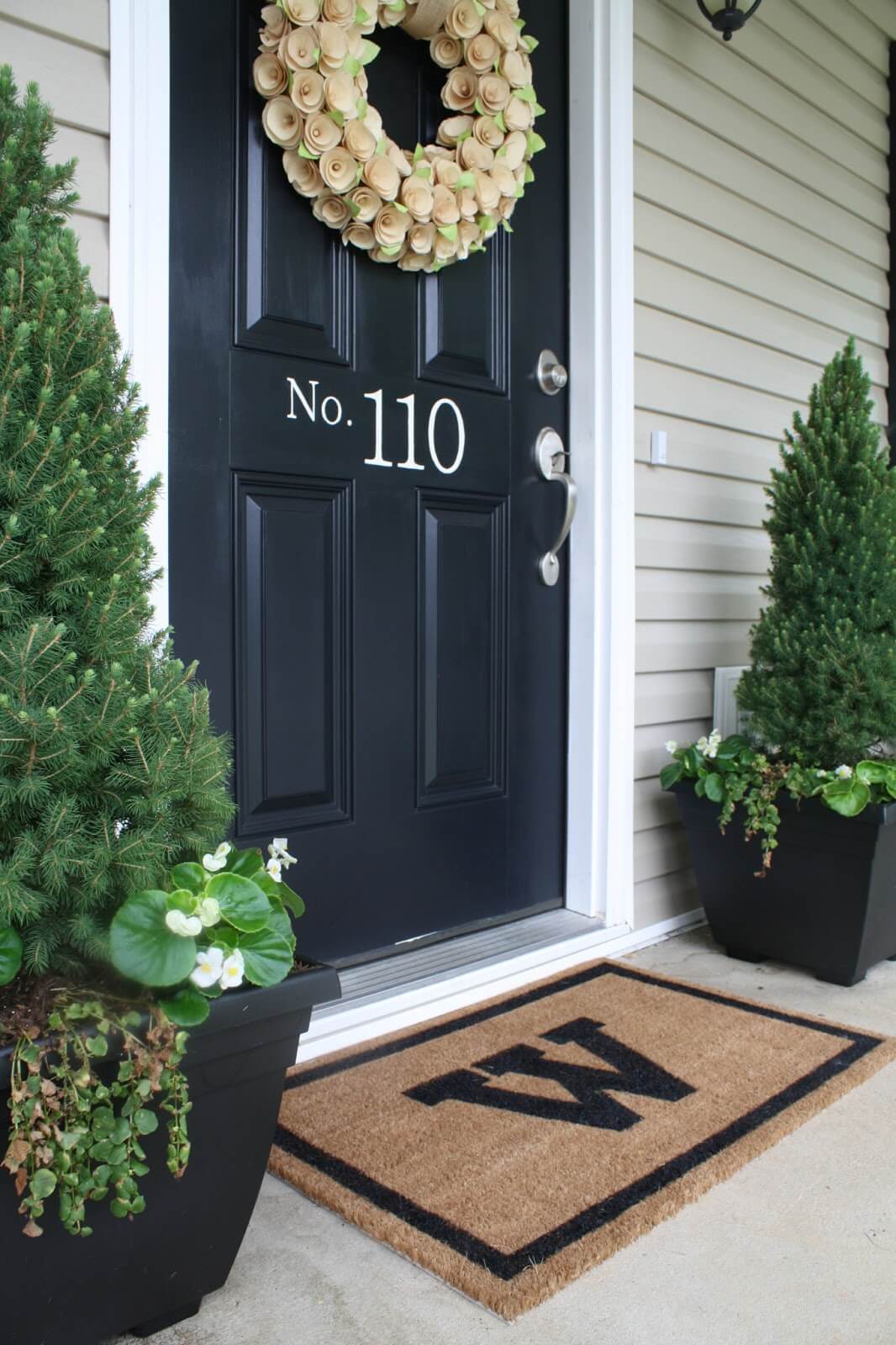 Subtle House Number for a Dark Front Door