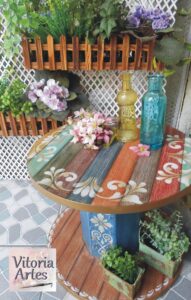 Repurposed Wooden Cable Spool Table