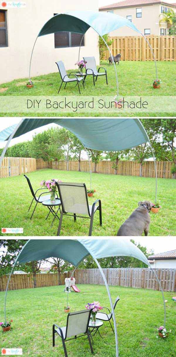 Moveable Backyard Sun Shade Hoops