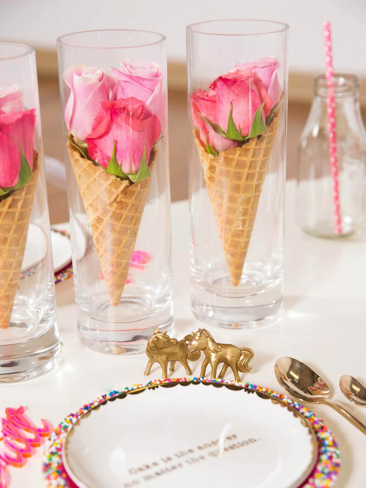 Lunático Waffle Cone Vaso de Flor Enfeites de Mesa