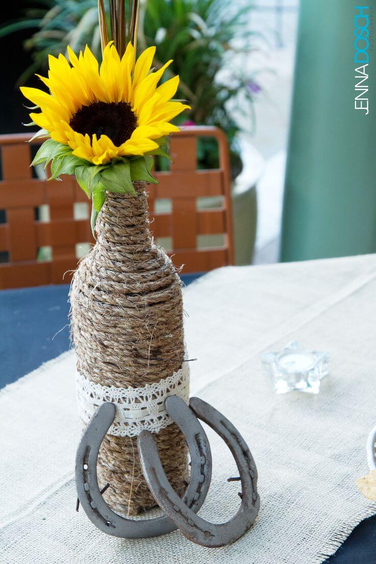 Décoration de Vase à Fleurs de Bouteille de Vin Enlacé et Lacey