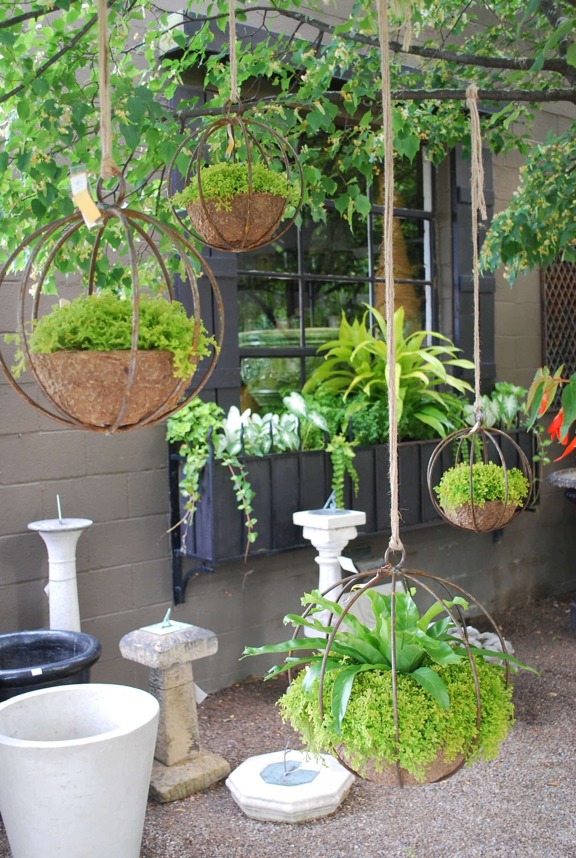 Chic Industrial Globe-Shaped Iron Hanging Planters