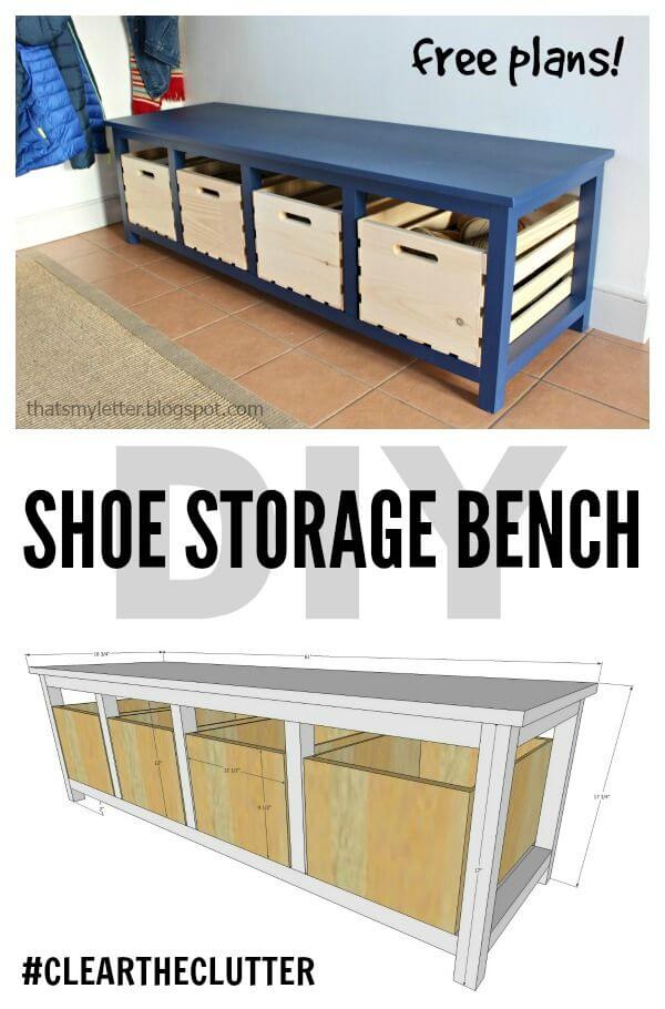 diy entryway bench with shoe storage