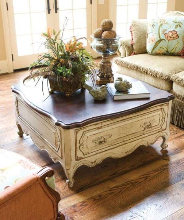 Shabby Chic Wooden Coffee Table Homebnc, Small Round Shabby Chic Coffee Table