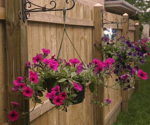 Simple Fence Post Planters for Petunias