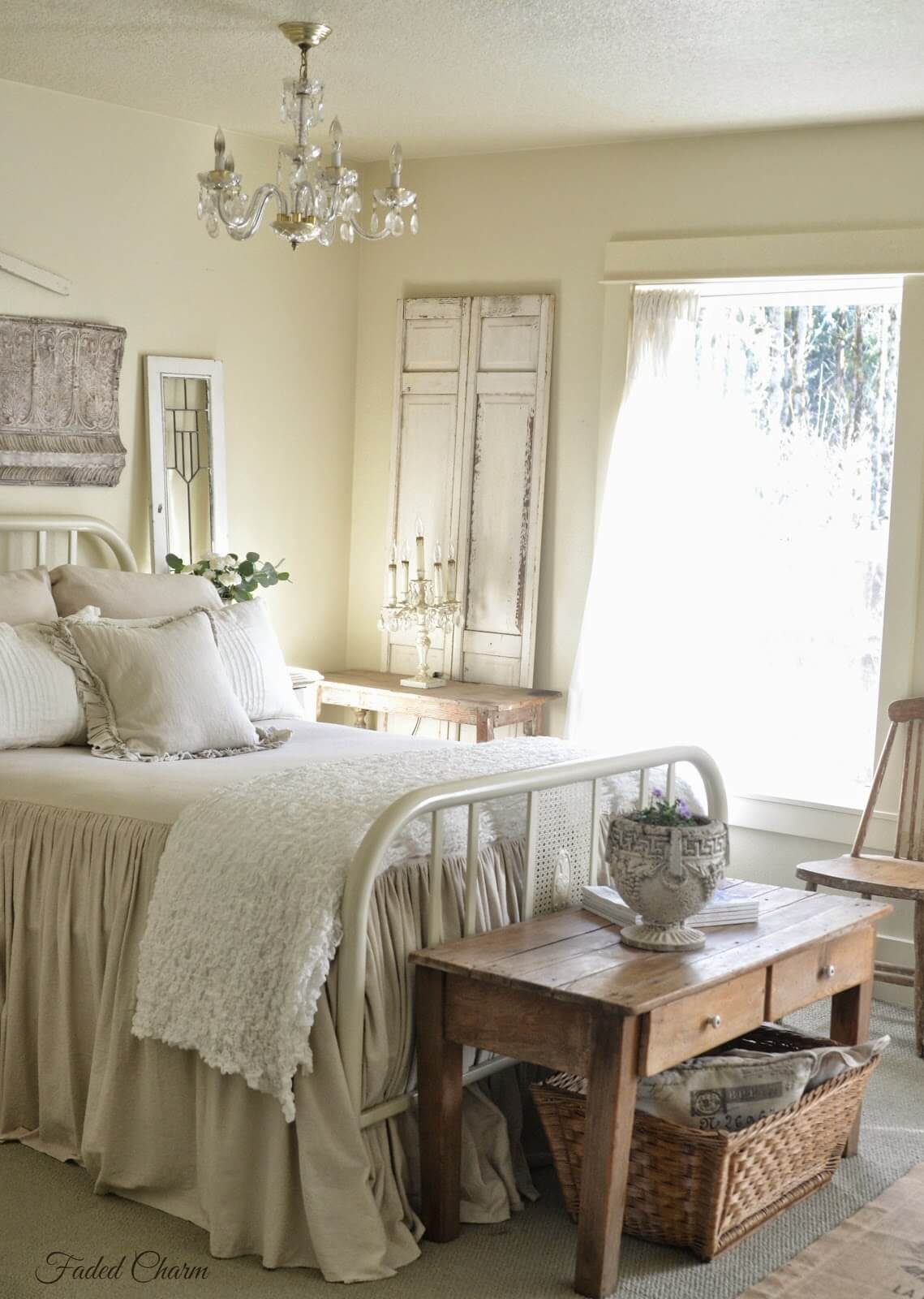Charming Bedroom with Antique Bed Frame