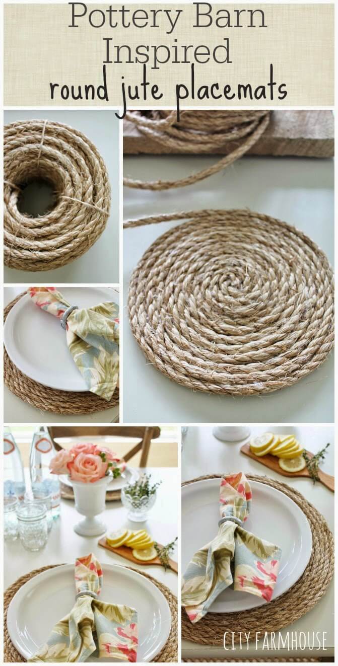 Country Garden Round Jute Placemat Table Decor