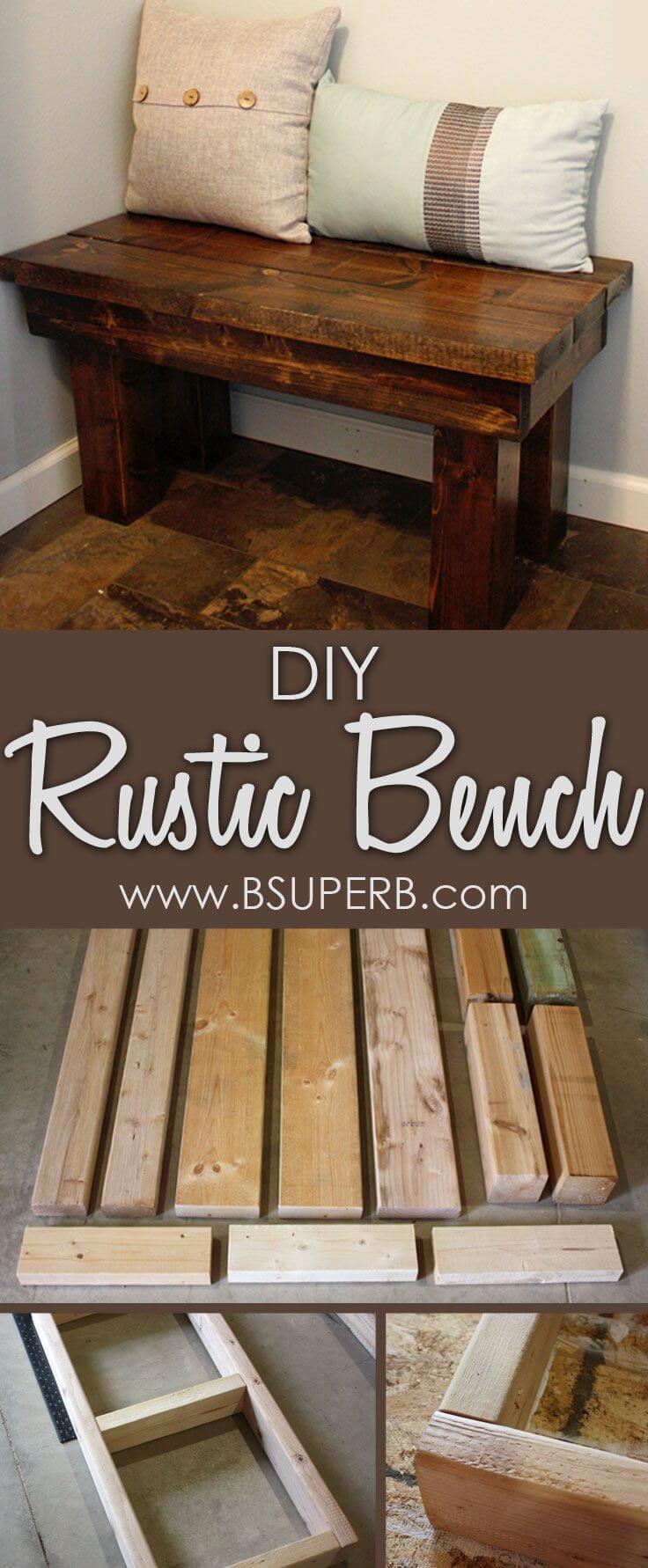 Inexpensive Rustic Wooden Bench Seat