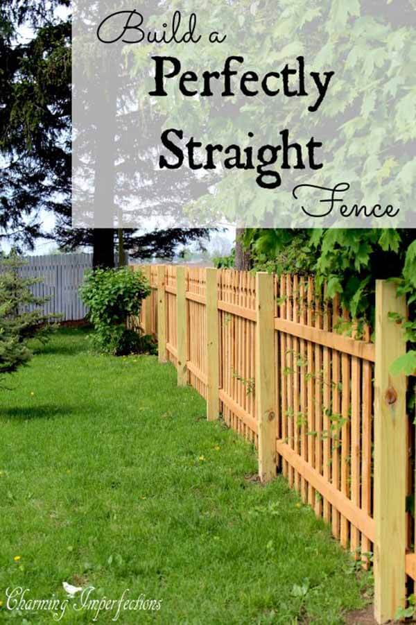 Perfectly Straight Natural Wood Picket Fence