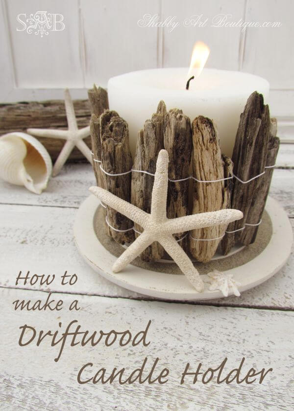 A Large Candle Holder Crafted from Driftwood