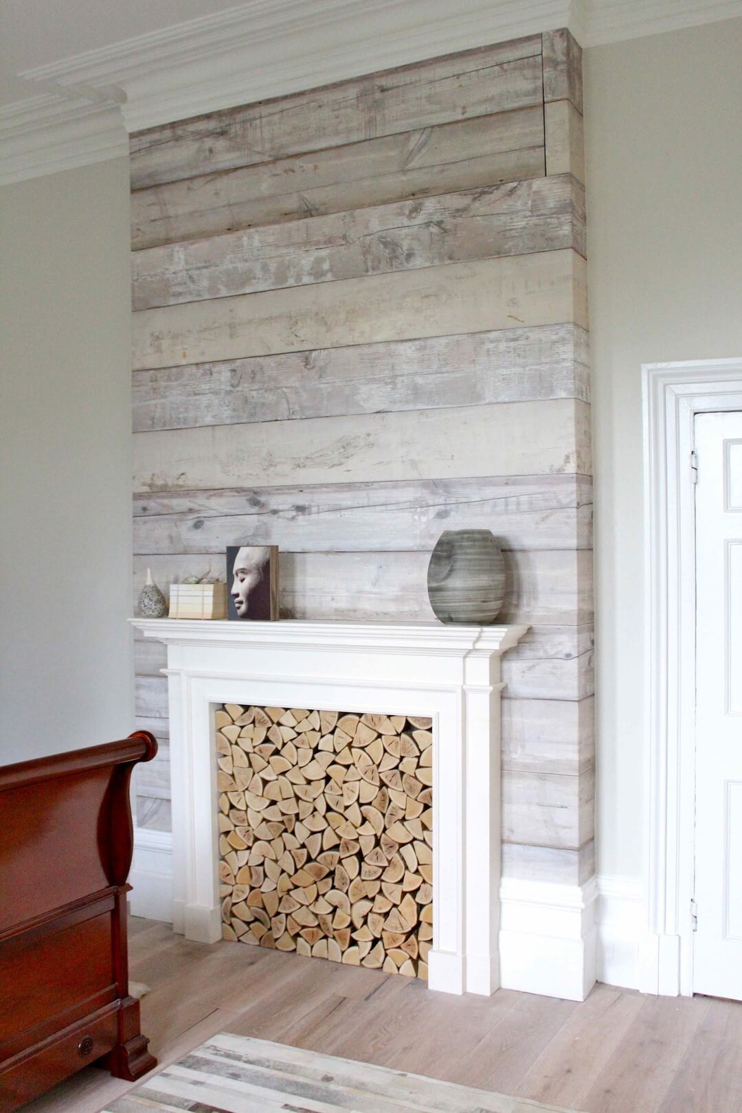 Tranquil and Ethereal Roughly Stained White Wood Wall