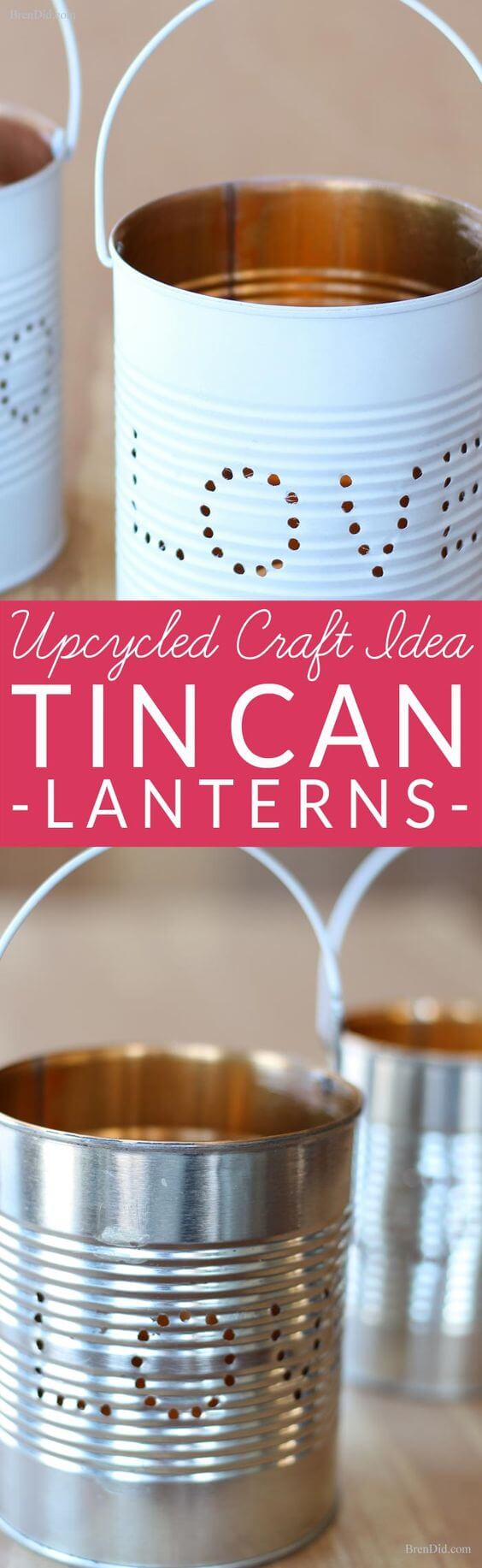 Upcycled Punch Pattern Tin Can Lanterns