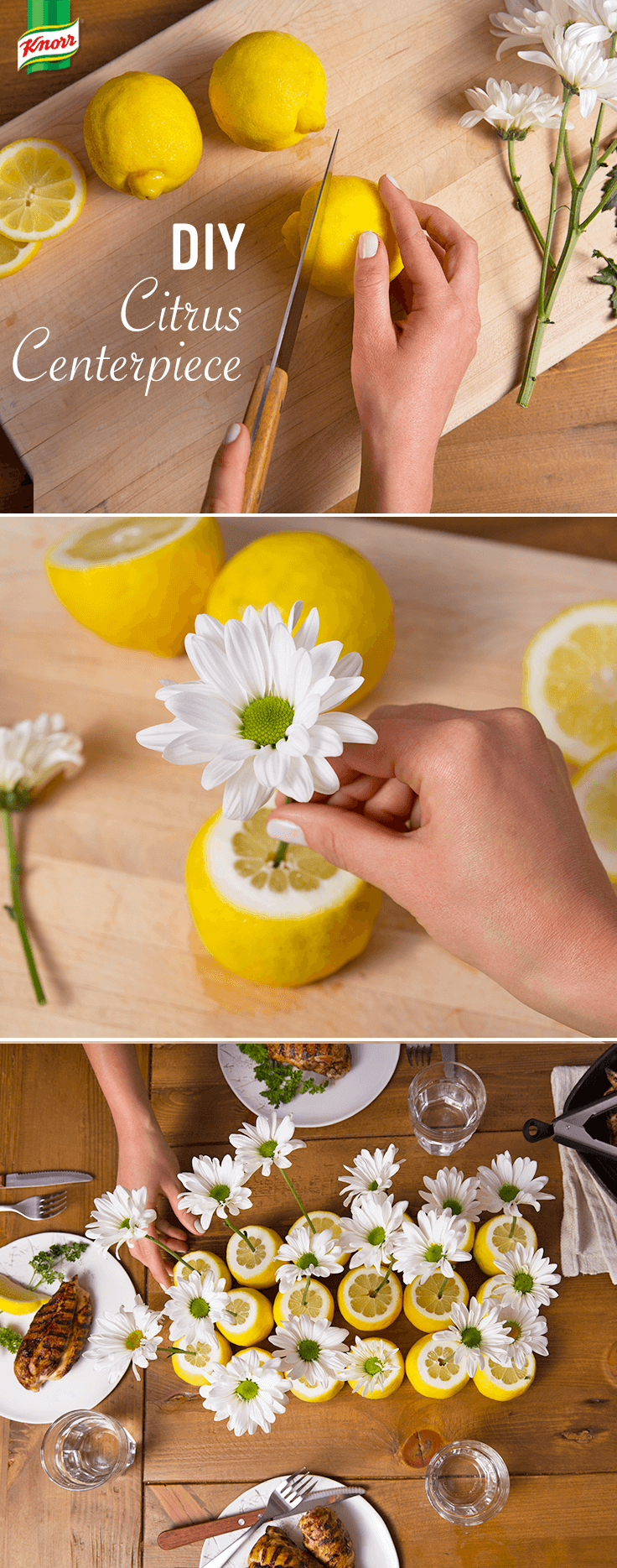 zabawa i owocowy kwiat cytrusowy 'wazony' letni wystrój stołu'Vases' Summer Table Decor