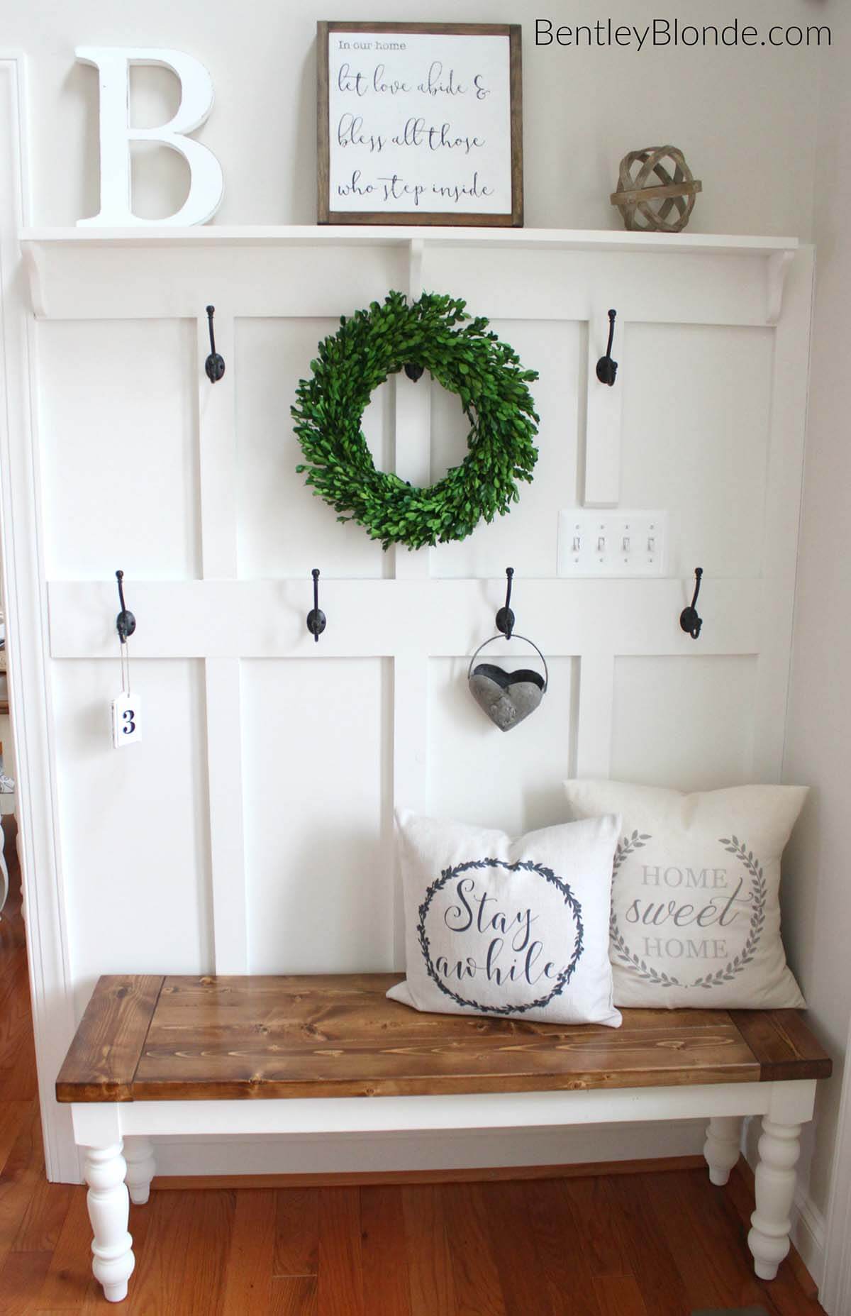 entryway table with coat rack