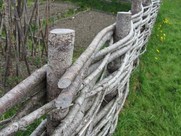 Rustic Raw Wood Woven Wattle Fence