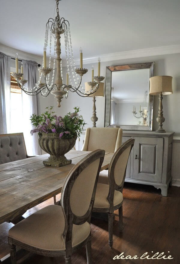 Dining Room with Plush Chairs and Credenza