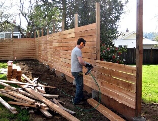 Wide Wooden Plank DIY Fence