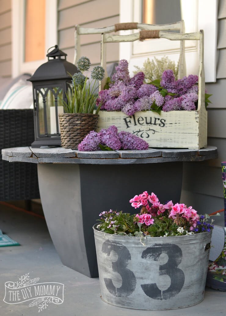 Shades Of (Rustic) Gray Repurposed Table & Planters