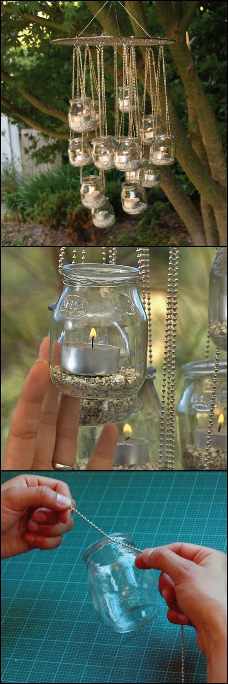 Tea light chandelier outdoor