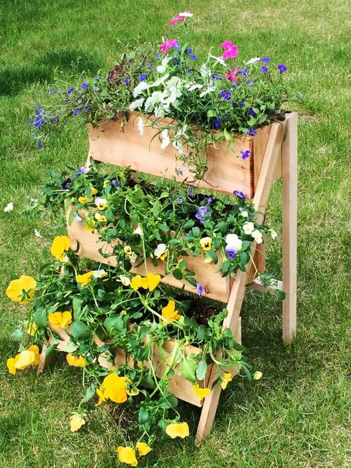 Step-Stool Wooden Planter Boxes