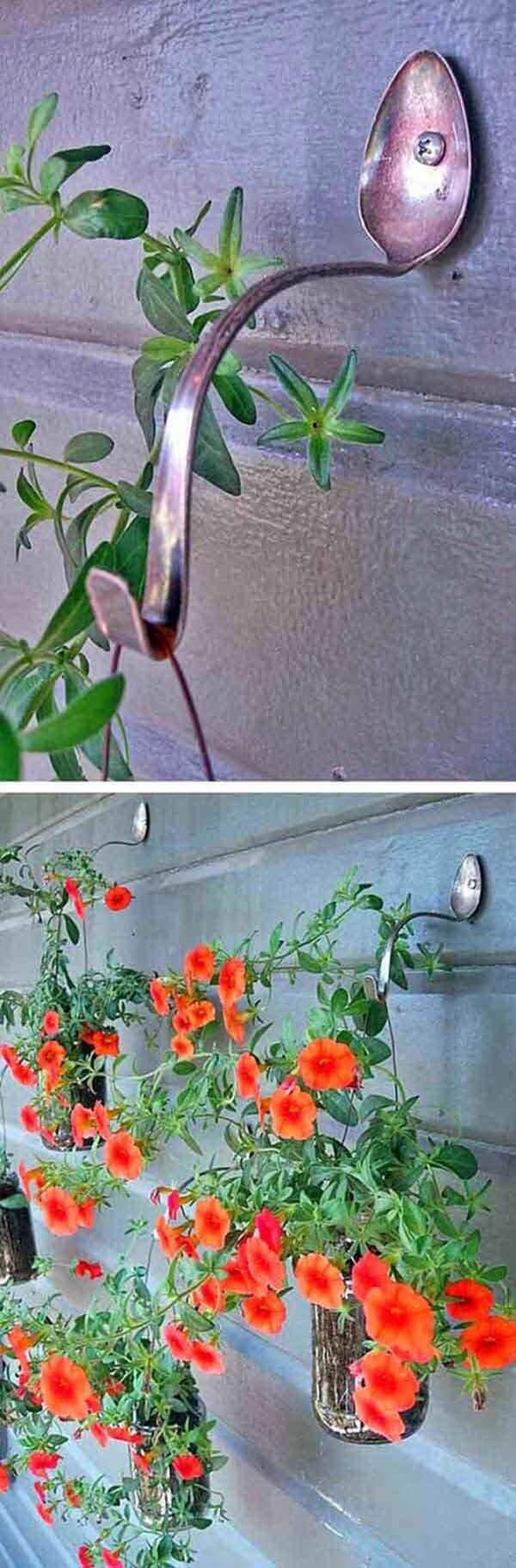 Hanging Basket Hooks Made From Spoons