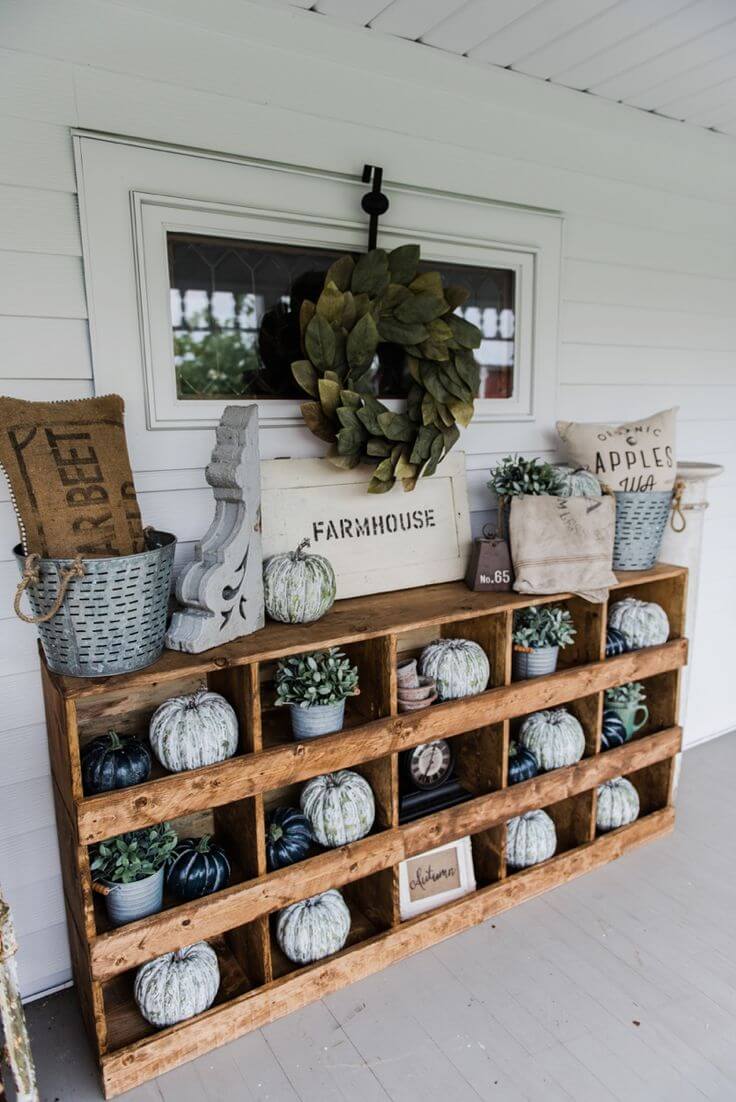 Farmhouse Wooden Curio Porch Cabinet