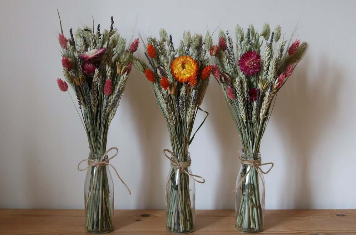 Helichrysum and Grasses Table Decorations
