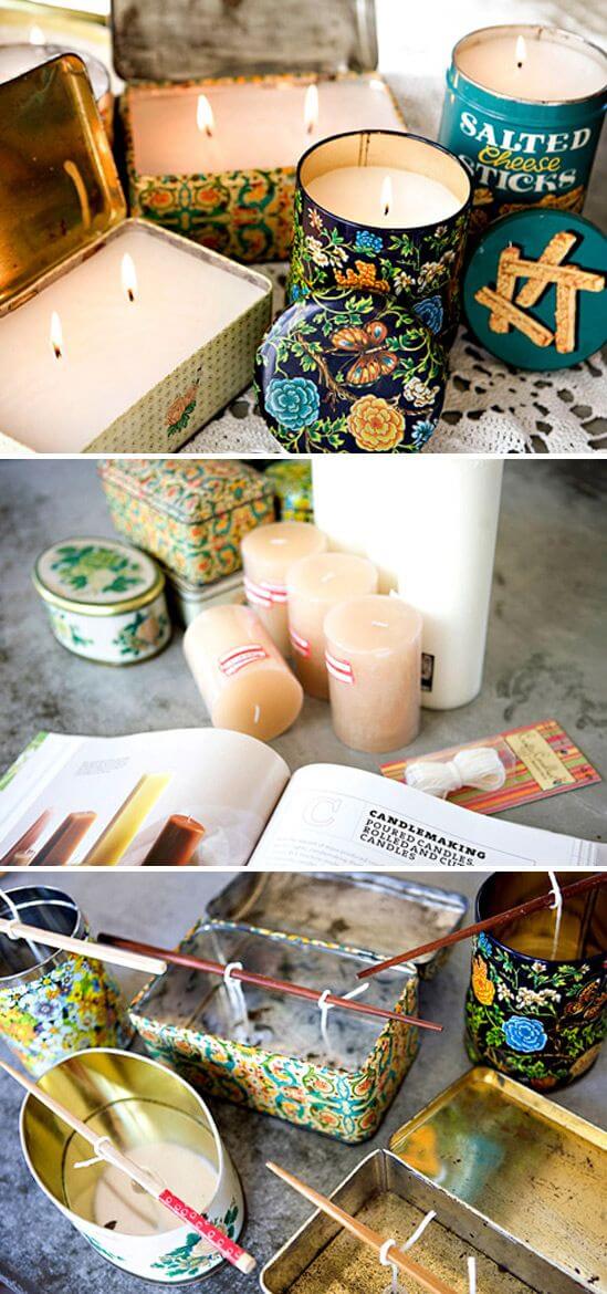 Repurposed Vintage Candle Tins