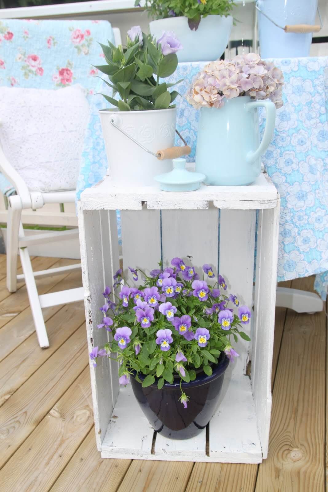 Simple Painted Wooden Crate Plant Stand