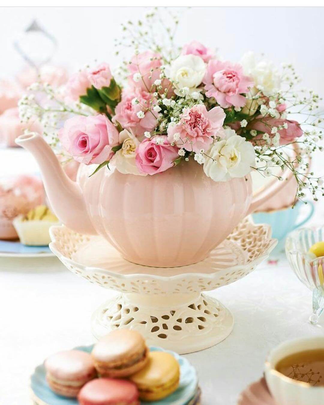 Tea Time Pot of Flowers Centerpiece