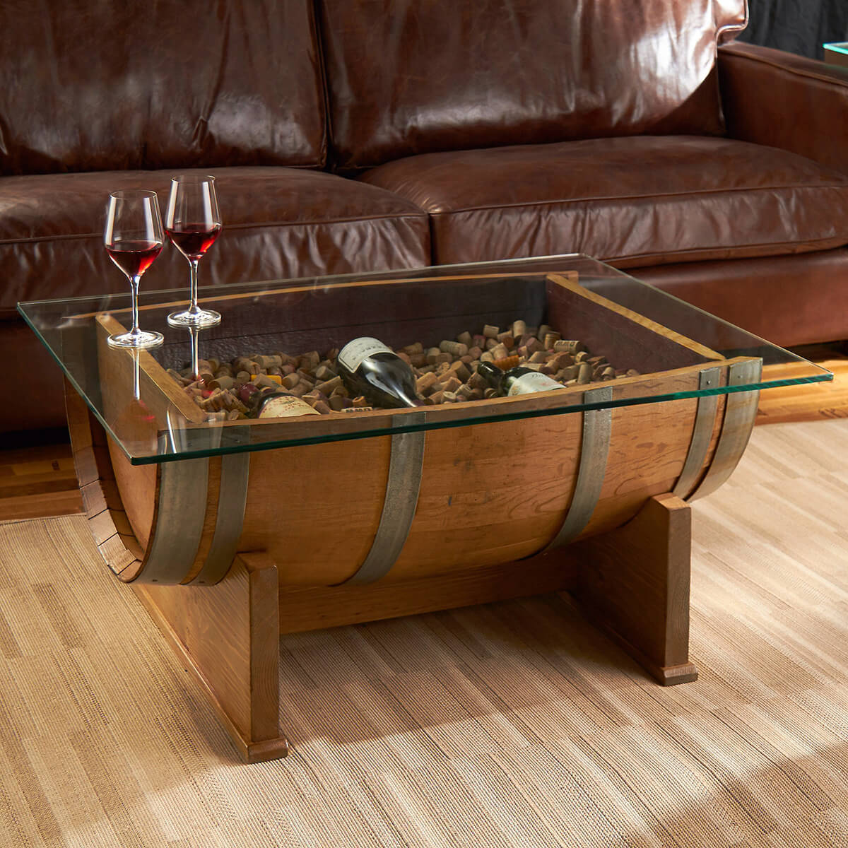 Mountain Manse Glass Top Barrel Table