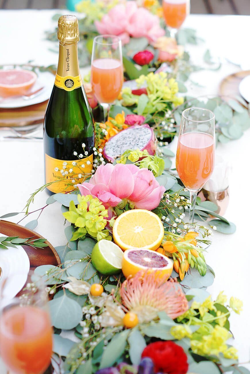 Beau Décor de Table aux Agrumes Brunch