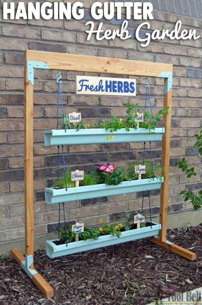 Easy DIY Rain Gutter Herb Garden