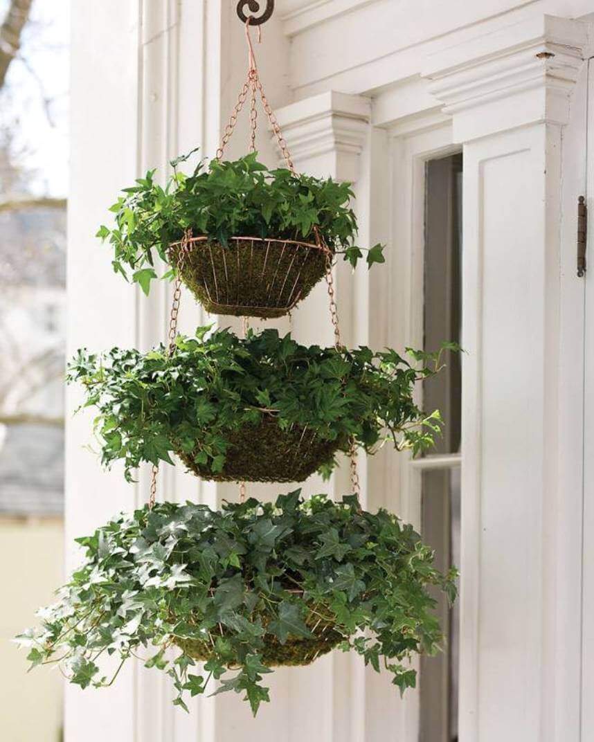 Three Tiered Hanging Ivy Baskets Homebnc   42 Outdoor Hanging Planter Ideas Homebnc 