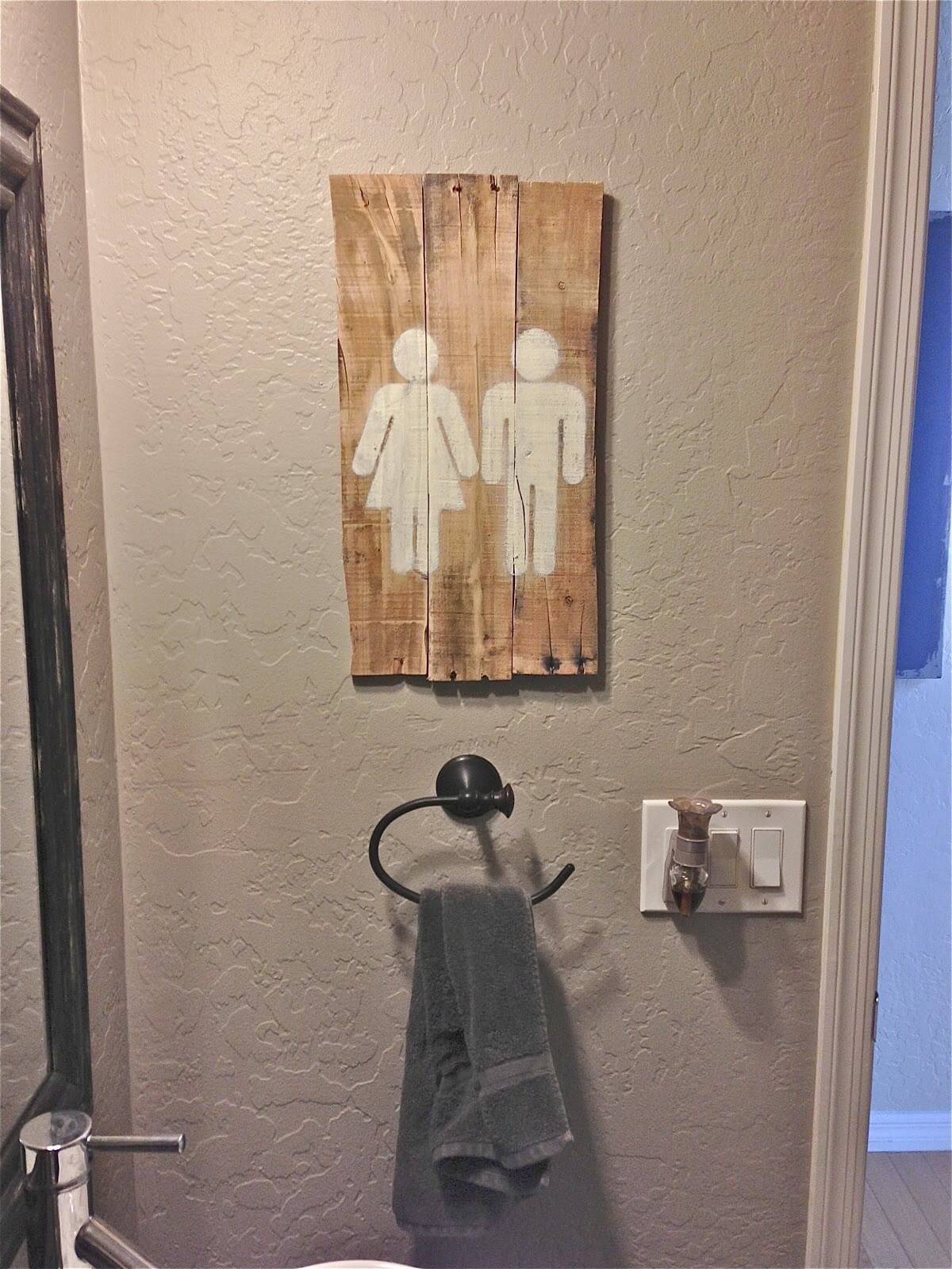 His and Hers Handmade Bathroom Sign