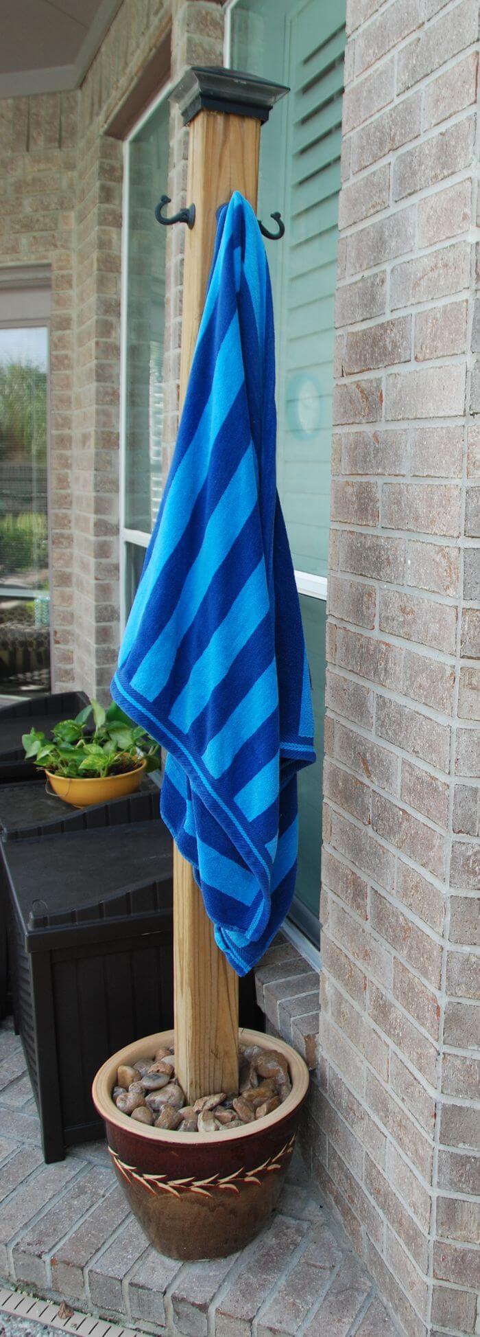 Wooden Poolside Towel Hanging Post