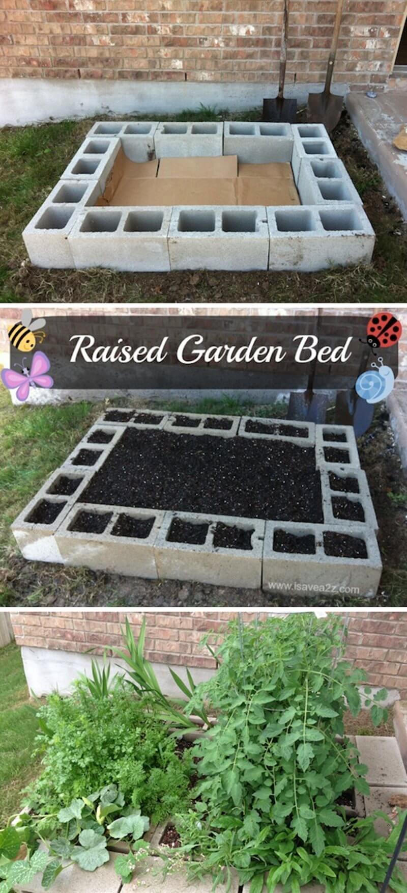 Raised Garden Bed with Cinder Blocks