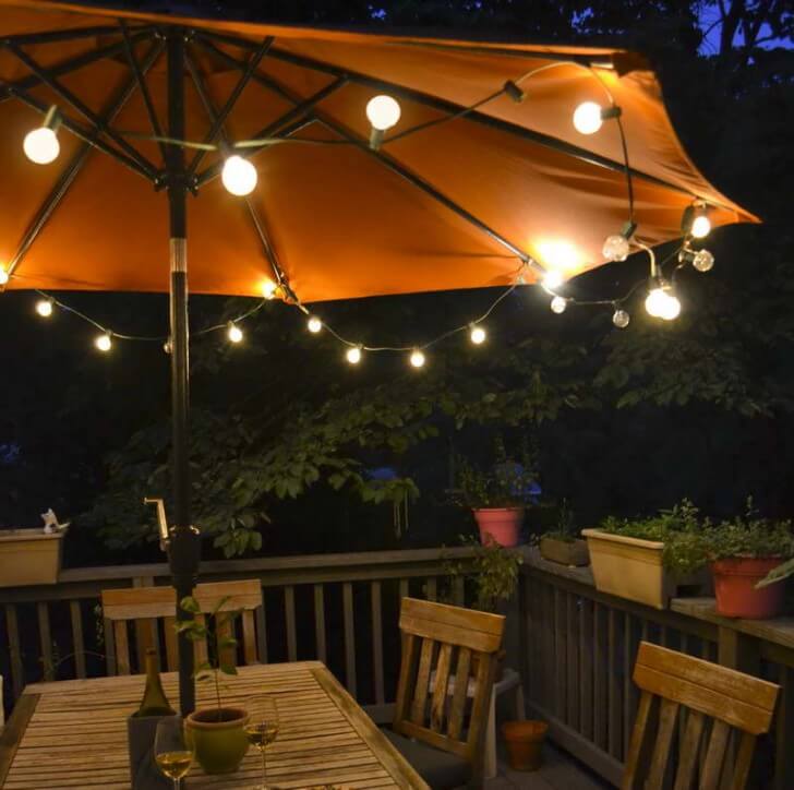 Simple Bulbs Make Umbrellas Useful for Night Lighting