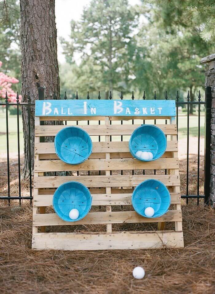 Pallet and Bushel BasketBall Toss Game