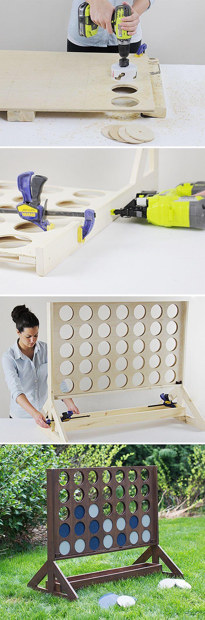 A Wooden, Life-Sized Connect Four Board