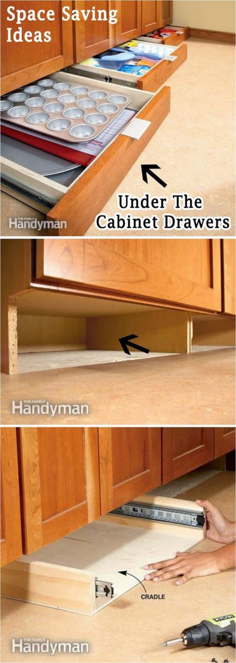 Simple, Space-Saving Under Cabinet Drawer Add-Ons